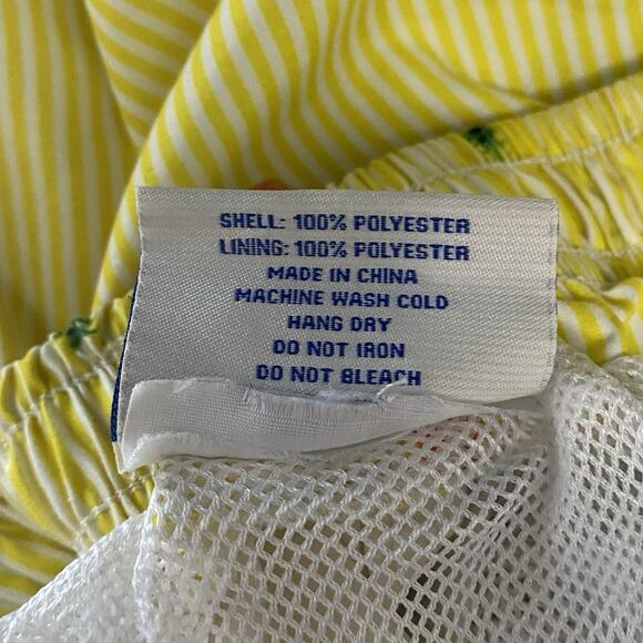 Uzzi Mens Size XXL Yellow White Striped Pineapple Swim Trunks Shorts Brief Liner - Picture 8 of 8